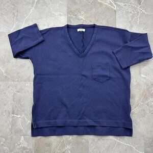 MADEWELL V NECK SWEATER WOMENS LARGE PULLOVER SWEATER BLUE